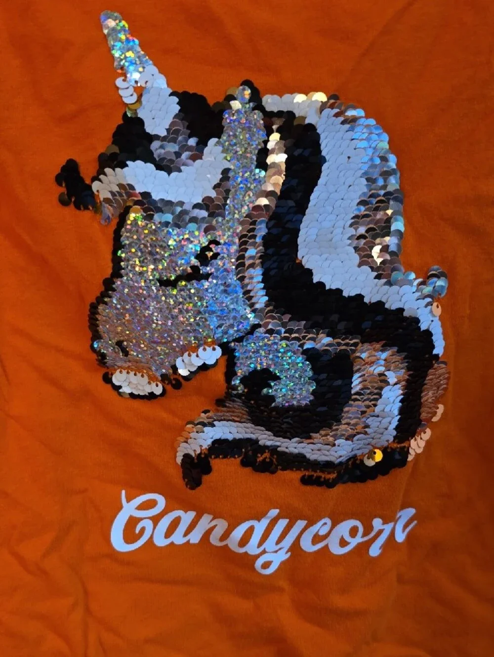 OshKosh B'gosh Orange Long-Sleeve Candycorn Sequin Unicorn Halloween Tee